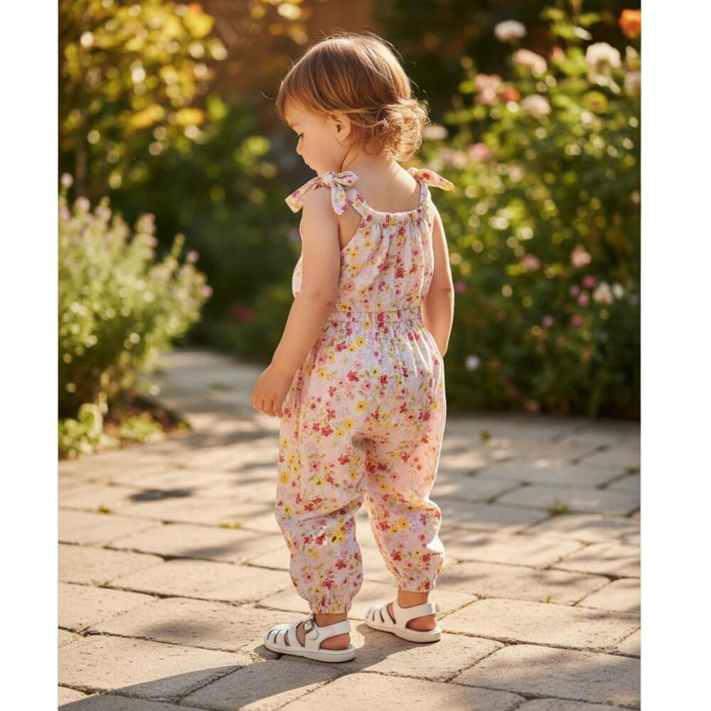 Tea Collection Floral Tie Strap Romper Toddler Girl 18-24M